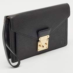 Louis Vuitton Black Epi Leather Sellier Dragonne Clutch
