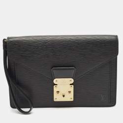 Louis Vuitton Black Epi Leather Sellier Dragonne Clutch