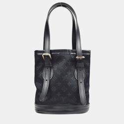 Pre Owned Louis Vuitton Black Monogram Satin Little Bucket Bag