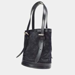 Pre Owned Louis Vuitton Black Monogram Satin Little Bucket Bag