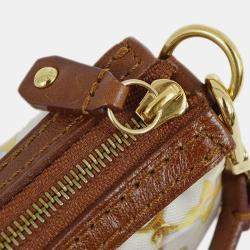 Pre Owned Louis Vuitton Brown Vinyl, Leather Pochette Accessoires Shoulder Bag