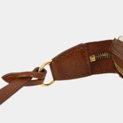 Pre Owned Louis Vuitton Brown Vinyl, Leather Pochette Accessoires Shoulder Bag
