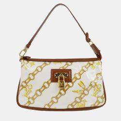 Pre Owned Louis Vuitton Brown Vinyl, Leather Pochette Accessoires Shoulder Bag