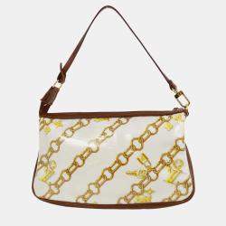 Pre Owned Louis Vuitton Brown Vinyl, Leather Pochette Accessoires Shoulder Bag