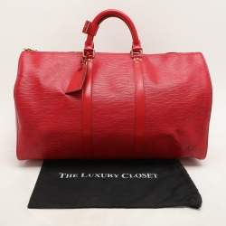 Louis Vuitton Red Epi Leather Keepall 50 Bag