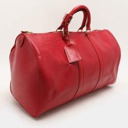 Louis Vuitton Red Epi Leather Keepall 50 Bag