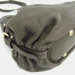 Pre Owned  Louis Vuitton Brown Mahina Leather Shoulder Bag 
