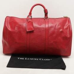 Louis Vuitton Red Epi Leather Keepall 50 Bag