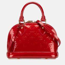 Pre Owned Louis Vuitton Red Monogram Vernis Alma BB