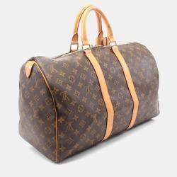 Pre Owned Louis Vuitton Keepall 45 Travel Hand Bag Monogram Leather Brown
