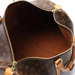 Pre Owned Louis Vuitton Keepall 45 Travel Hand Bag Monogram Leather Brown