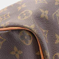  Louis Vuitton Brown Monogram Canvas Leather Speedy 35 Handbag 
