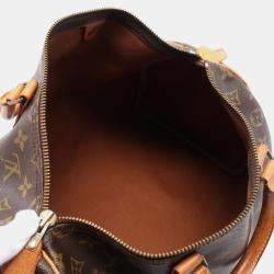  Louis Vuitton Brown Monogram Canvas Leather Speedy 35 Handbag 