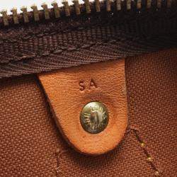  Louis Vuitton Brown Monogram Canvas Leather Speedy 35 Handbag 