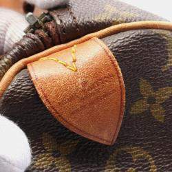  Louis Vuitton Brown Monogram Canvas Leather Speedy 35 Handbag 