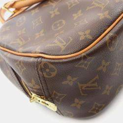 Pre Owned Louis Vuitton Brown Monogram Canvas Leather Trouville Handbag 