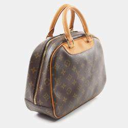 Pre Owned Louis Vuitton Brown Monogram Canvas Leather Trouville Handbag 