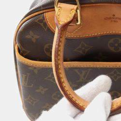 Pre Owned Louis Vuitton Brown Monogram Canvas Leather Trouville Handbag 