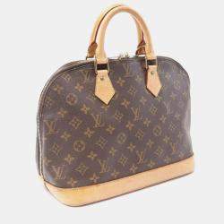 Pre Owned Louis Vuitton Alma Hand Zipped Bag Monogram Canvas Brown  Lv