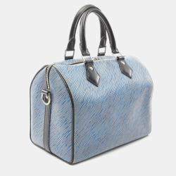Pre Owned Louis Vuitton Speedy Bandouliere 25 2Way Handbag Epi Denim Blue Lv