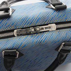 Pre Owned Louis Vuitton Speedy Bandouliere 25 2Way Handbag Epi Denim Blue Lv