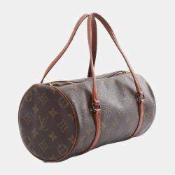Louis Vuitton Papillon 26 Old Hand Bag Monogram Canvas Leather Brown