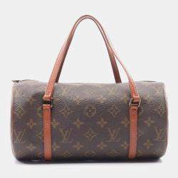 Louis Vuitton Papillon 26 Old Hand Bag Monogram Canvas Leather Brown