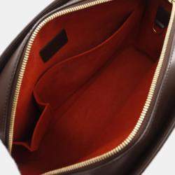 Pre Owned Louis Vuitton Brown Damier Ebene Saria Horizontal Handbag