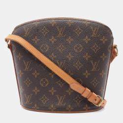 Pre Owned Louis Vuitton Drouot Shoulder Bag Monogram Canvas Brown Crossbody