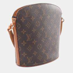Pre Owned Louis Vuitton Drouot Shoulder Bag Monogram Canvas Brown Crossbody