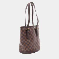 Pre Owned Louis Vuitton Brown Damier Ebene Canvas Marais Bucket Tote Bag