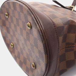 Pre Owned Louis Vuitton Brown Damier Ebene Canvas Marais Bucket Tote Bag