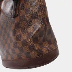 Pre Owned Louis Vuitton Brown Damier Ebene Canvas Marais Bucket Tote Bag