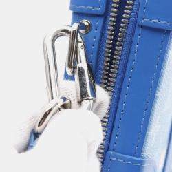 Louis Vuitton Blue White Coated Canvas Leather Soft Trunk Wallet Shoulder Bag