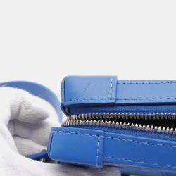 Louis Vuitton Blue White Coated Canvas Leather Soft Trunk Wallet Shoulder Bag