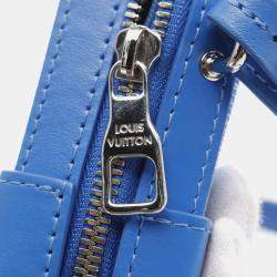 Louis Vuitton Blue White Coated Canvas Leather Soft Trunk Wallet Shoulder Bag
