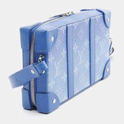 Louis Vuitton Blue White Coated Canvas Leather Soft Trunk Wallet Shoulder Bag
