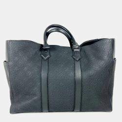 Louis Vuitton Black Taurillon Leather Monogram Sac Plat 24H Tote Bag