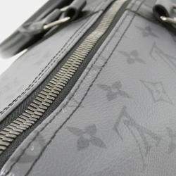 Louis Vuitton Black Coated Canvas Monogram Eclipse Keepall Bandouliere 50 Boston Bag