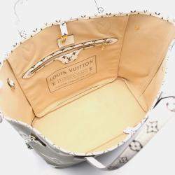 Louis Vuitton Khaki Beige Canvas Monogram Giant Neverfull MM Tote Bag