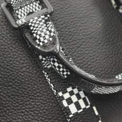 Louis Vuitton Black Leather with Limited Edition Distorted Damier XS Keepall Bandouliere Bag 