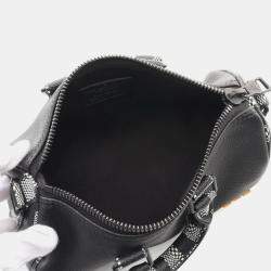 Louis Vuitton Black Leather with Limited Edition Distorted Damier XS Keepall Bandouliere Bag 