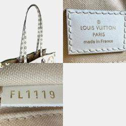 Pre Owned Louis Vuitton Kaki Beige Coated Canvas Monogram Giant Onthego GM Tote Bag