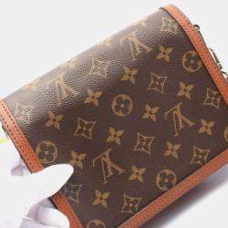 Pre Owned Louis Vuitton Brown Coated Canvas Leather Dauphine Mini Monogram Reverse Shoulder Bag