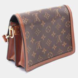 Pre Owned Louis Vuitton Brown Coated Canvas Leather Dauphine Mini Monogram Reverse Shoulder Bag
