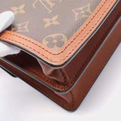 Pre Owned Louis Vuitton Brown Coated Canvas Leather Dauphine Mini Monogram Reverse Shoulder Bag