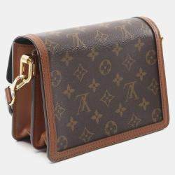 Pre Owned Louis Vuitton Coated Canvas Leather Monogram Reverse Dauphine Mini Shoulder Bag 