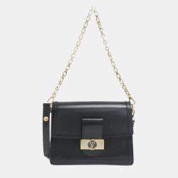Pre Owned Louis Vuitton Black Leather Dauphine MM Shoulder Bag