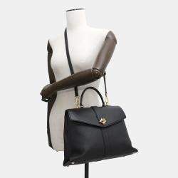 Pre Owned Louis Vuitton Noir Leather Rose De Van MM Satchel Bag