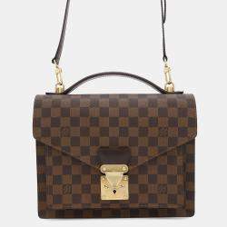 Pre Owned Louis Vuitton Brown Damier Ebene Canvas Monceau Handbag